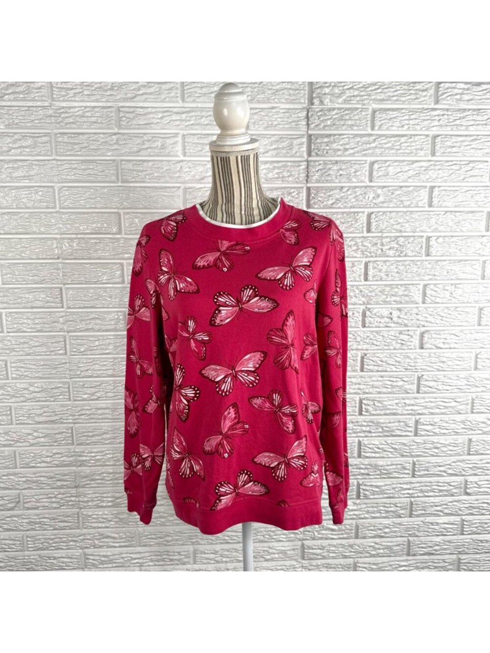 Vintage Comfort Corner Pink Butterfly Crewneck Sweatshirt Size Large